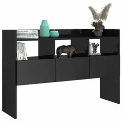 VidaXL Buffet Noir brillant 105x30x70 cm Aggloméré -Buffets & bahuts Soldes image 4 808384