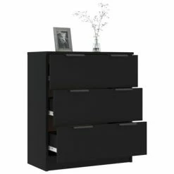 VidaXL Buffet Noir 60x30x70 cm Bois d'ingénierie -Buffets & bahuts Soldes image 4 811071