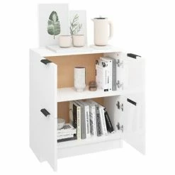 VidaXL Buffet Blanc brillant 60x30x70 cm Bois d'ingénierie -Buffets & bahuts Soldes image 4 811103