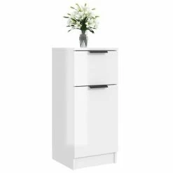 VidaXL Buffet Blanc brillant 30x30x70 cm Bois d'ingénierie -Buffets & bahuts Soldes image 4 811127