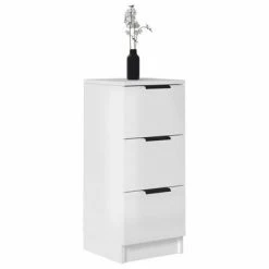 VidaXL Buffet Blanc brillant 30x30x70 cm Bois d'ingénierie -Buffets & bahuts Soldes image 4 811163