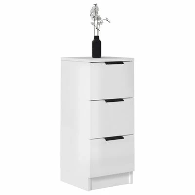 VidaXL Buffets 2 pcs Blanc brillant 30x30x70 cm Bois d'ingénierie 4 VidaXL Buffets 2 pcs Blanc brillant 30x30x70 cm Bois d'ingénierie – Image 4