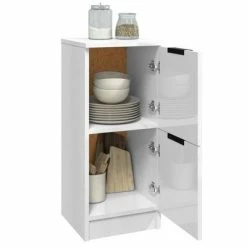 VidaXL Buffets 2 pcs Blanc brillant 30x30x70 cm Bois d'ingénierie -Buffets & bahuts Soldes image 4 811182