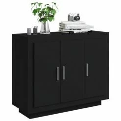 VidaXL Buffet Noir 92x35x75 cm Bois d'ingénierie -Buffets & bahuts Soldes image 4 811836