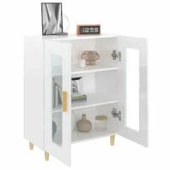 VidaXL Buffet Blanc brillant 69,5x34x90 cm Bois d'ingénierie -Buffets & bahuts Soldes image 4 812120