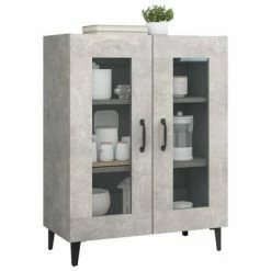 VidaXL Buffet Gris béton 69,5x34x90 cm Bois d'ingénierie -Buffets & bahuts Soldes image 4 812127