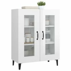 VidaXL Buffet Blanc brillant 69,5x34x90 cm Bois d'ingénierie -Buffets & bahuts Soldes image 4 812129