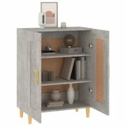 VidaXL Buffet Gris béton 69,5x34x90 cm Bois d'ingénierie -Buffets & bahuts Soldes image 4 812136