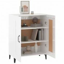 VidaXL Buffet Blanc brillant 69,5x34x90 cm Bois d'ingénierie -Buffets & bahuts Soldes image 4 812147