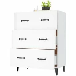 VidaXL Buffet Blanc brillant 69,5x34x90 cm Bois d'ingénierie -Buffets & bahuts Soldes image 4 812165