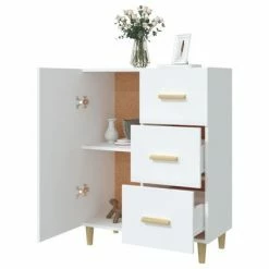 VidaXL Buffet Blanc 69,5x34x90 cm Bois d'ingénierie -Buffets & bahuts Soldes image 4 812168