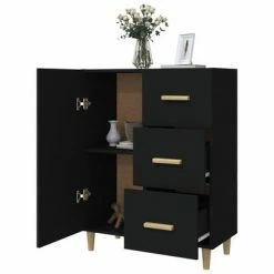 VidaXL Buffet Noir 69,5x34x90 cm Bois d'ingénierie -Buffets & bahuts Soldes image 4 812169