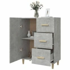 VidaXL Buffet Gris béton 69,5x34x90 cm Bois d'ingénierie -Buffets & bahuts Soldes image 4 812172
