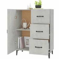 VidaXL Buffet Gris béton 69,5x34x90 cm Bois d'ingénierie -Buffets & bahuts Soldes image 4 812181