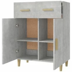 VidaXL Buffet Gris béton 69,5x34x89 cm Bois d'ingénierie -Buffets & bahuts Soldes image 4 812190