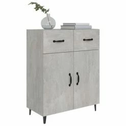 VidaXL Buffet Gris béton 69,5x34x90 cm Bois d'ingénierie -Buffets & bahuts Soldes image 4 812199