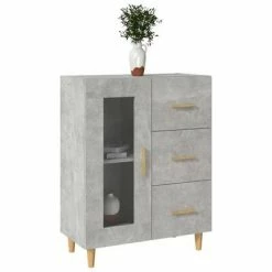 VidaXL Buffet Gris béton 69,5x34x90 cm Bois d'ingénierie -Buffets & bahuts Soldes image 4 812208