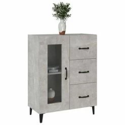 VidaXL Buffet Gris béton 69,5x34x90 cm Bois d'ingénierie -Buffets & bahuts Soldes image 4 812217