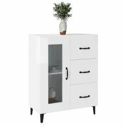 VidaXL Buffet Blanc brillant 69,5x34x90 cm Bois d'ingénierie 9 VidaXL Buffet Blanc brillant 69,5x34x90 cm Bois d'ingénierie -Buffets & bahuts Soldes image 4 812219