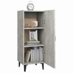 VidaXL Buffet Gris béton 34,5x34x90 cm Bois d'ingénierie -Buffets & bahuts Soldes image 4 812334