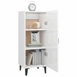 VidaXL Buffet Blanc brillant 34,5x34x90 cm Bois d'ingénierie -Buffets & bahuts Soldes image 4 812336