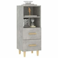 VidaXL Buffet Gris béton 34,5x34x90 cm Bois d'ingénierie -Buffets & bahuts Soldes image 4 812361