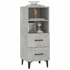 VidaXL Buffet Gris béton 34,5x34x90 cm Bois d'ingénierie -Buffets & bahuts Soldes image 4 812370