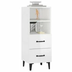 VidaXL Buffet Blanc brillant 34,5x34x90 cm Bois d'ingénierie -Buffets & bahuts Soldes image 4 812372