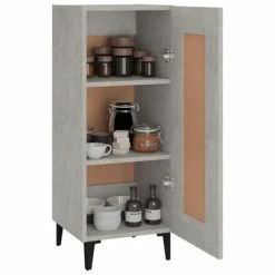 VidaXL Buffet Gris béton 34,5x34x90 cm Bois d'ingénierie -Buffets & bahuts Soldes image 4 812424