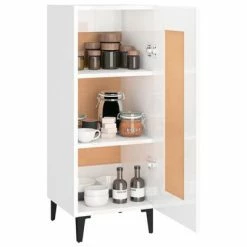 VidaXL Buffet Blanc brillant 34,5x34x90 cm Bois d'ingénierie -Buffets & bahuts Soldes image 4 812426