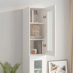 VidaXL Armoire murale suspendue Blanc 34,5x34x90 cm -Buffets & bahuts Soldes image 4 812447