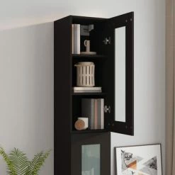 VidaXL Armoire murale suspendue Noir 34,5x34x90 cm -Buffets & bahuts Soldes image 4 812448