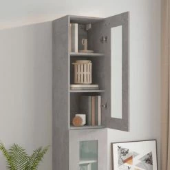VidaXL Armoire murale suspendue Gris béton 34,5x34x90 cm -Buffets & bahuts Soldes image 4 812451