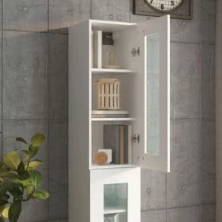 VidaXL Armoire murale suspendue Blanc 34,5x34x90 cm -Buffets & bahuts Soldes image 4 812456