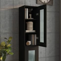 VidaXL Armoire murale suspendue Noir 34,5x34x90 cm -Buffets & bahuts Soldes image 4 812457