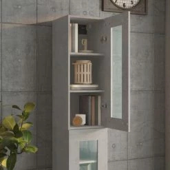 VidaXL Armoire murale suspendue Gris béton 34,5x34x90 cm -Buffets & bahuts Soldes image 4 812460