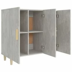 VidaXL Buffet Gris béton 90x34x80 cm Bois d'ingénierie -Buffets & bahuts Soldes image 4 812496