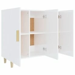 VidaXL Buffet Blanc brillant 90x34x80 cm Bois d'ingénierie -Buffets & bahuts Soldes image 4 812498
