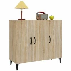 VidaXL Buffet Chêne sonoma 90x34x80 cm Bois d'ingénierie -Buffets & bahuts Soldes image 4 812504