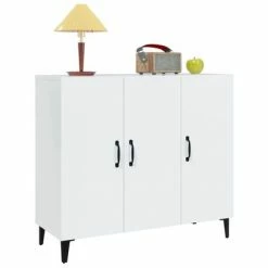 VidaXL Buffet Blanc brillant 90x34x80 cm Bois d'ingénierie -Buffets & bahuts Soldes image 4 812507