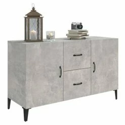 VidaXL Buffet Gris béton 100x36x60 cm Bois d'ingénierie -Buffets & bahuts Soldes image 4 812523