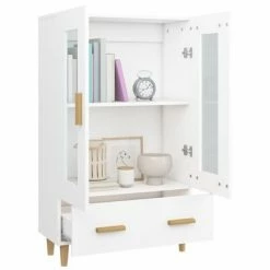 VidaXL Buffet Blanc 70x31x115 cm Bois d'ingénierie -Buffets & bahuts Soldes image 4 812546