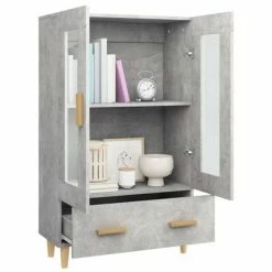 VidaXL Buffet Gris béton 70x31x115 cm Bois d'ingénierie -Buffets & bahuts Soldes image 4 812550