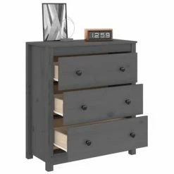 VidaXL Buffet Gris 70x35x80 cm Bois massif de pin -Buffets & bahuts Soldes image 4 813736