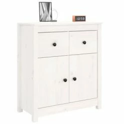 VidaXL Buffet Blanc 70x35x80 cm Bois massif de pin -Buffets & bahuts Soldes image 4 813750