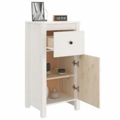 VidaXL Buffet Blanc 40x35x80 cm Bois massif de pin -Buffets & bahuts Soldes image 4 813756