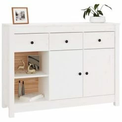 VidaXL Buffet Blanc 100x35x74 cm Bois massif de pin -Buffets & bahuts Soldes image 4 814555