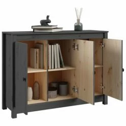 VidaXL Buffet Gris 100x35x74 cm Bois massif de pin -Buffets & bahuts Soldes image 4 814561