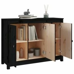 VidaXL Buffet Noir 100x35x74 cm Bois massif de pin -Buffets & bahuts Soldes image 4 814563