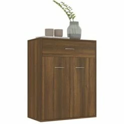 VidaXL Buffet Chêne marron 60x30x75 cm Bois d'ingénierie -Buffets & bahuts Soldes image 4 815377